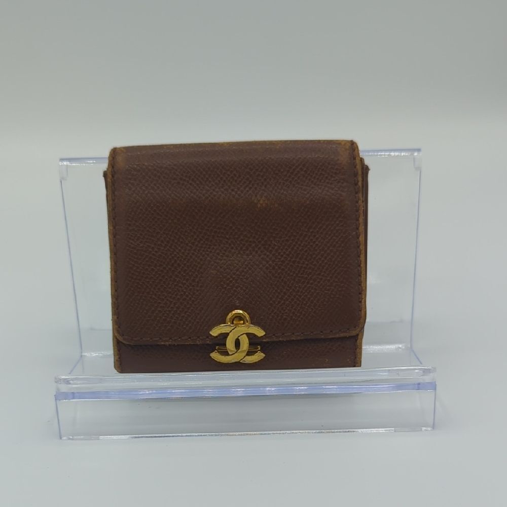 Chanel Classic Brown Wallet with Gold Logo